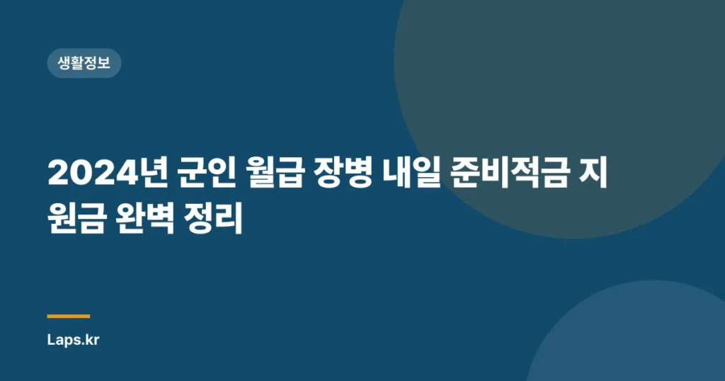 2024년 군인 월급 장병 내일 준비적금 지원금 완벽 정리