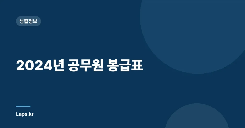 2024년 공무원 봉급표