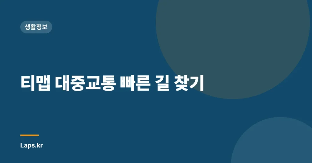 티맵 대중교통 빠른 길 찾기