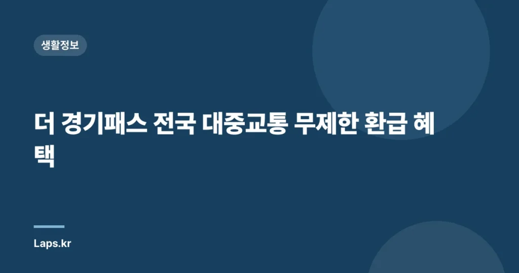 더 경기패스 전국 대중교통 무제한 환급 혜택
