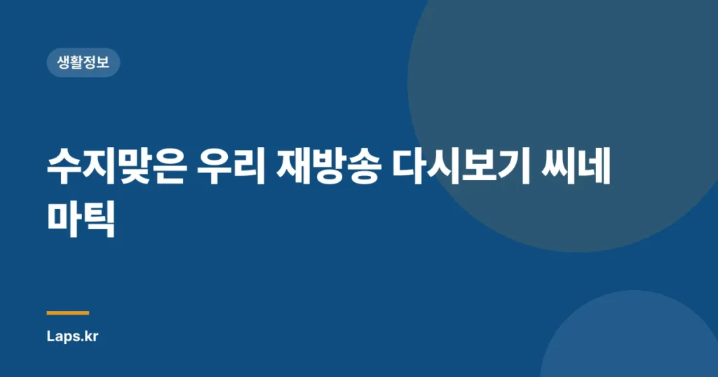 수지맞은 우리 재방송 다시보기 씨네마틱