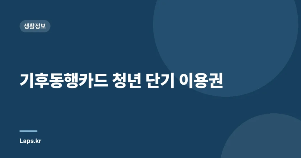 기후동행카드 청년 단기 이용권