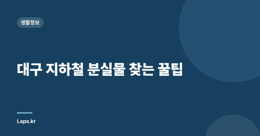 대구 지하철 분실물 찾는 꿀팁