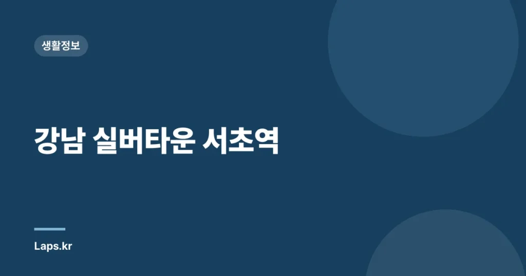 강남 실버타운 서초역