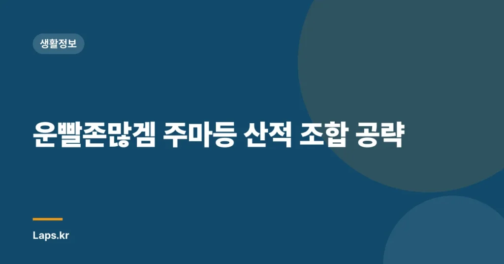 운빨존많겜 주마등 산적 조합 공략