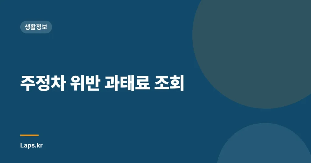 주정차 위반 과태료 조회