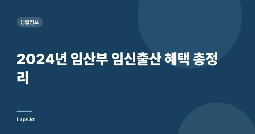 2024년 임산부 임신출산 혜택 총정리