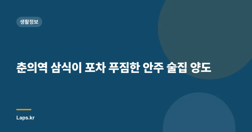 춘의역 삼식이 포차 푸짐한 안주 술집 양도