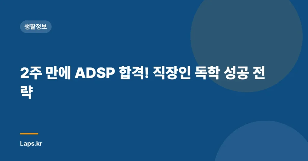 2주 만에 ADSP 합격! 직장인 독학 성공 전략
