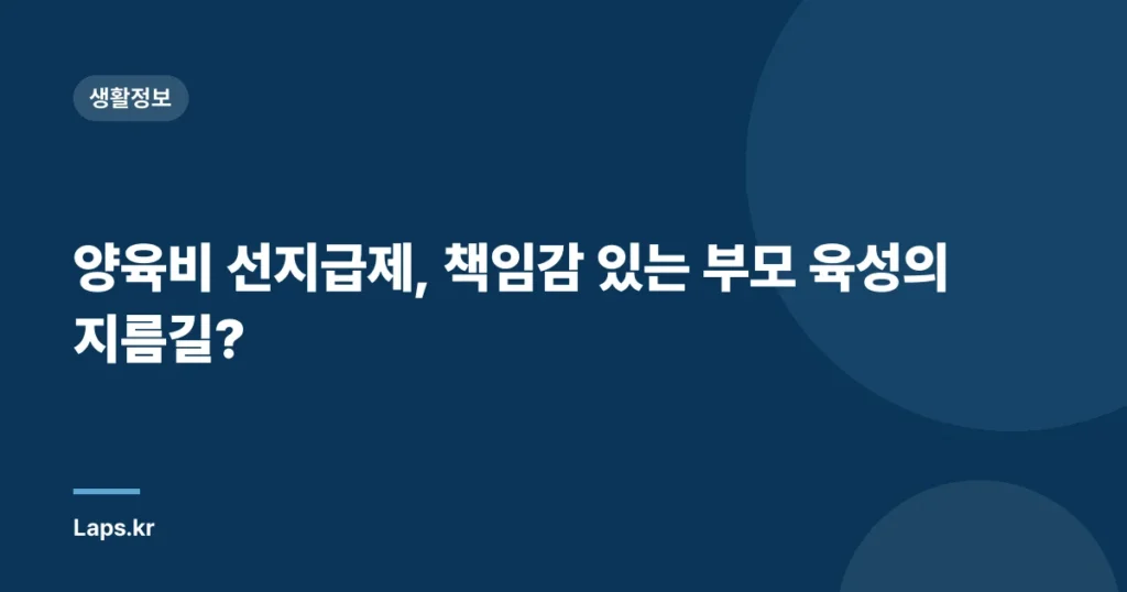 양육비 선지급제, 책임감 있는 부모 육성의 지름길?