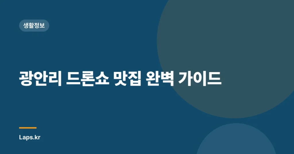 광안리 드론쇼 맛집 완벽 가이드