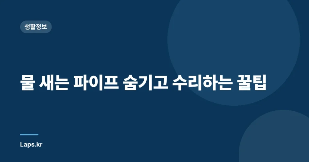물 새는 파이프 숨기고 수리하는 꿀팁