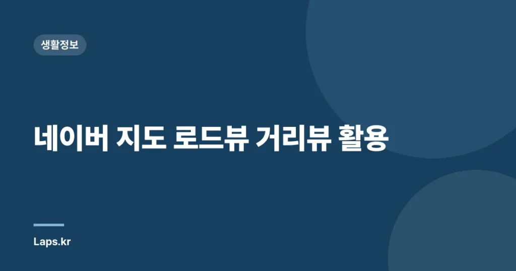 네이버 지도 로드뷰 거리뷰 활용