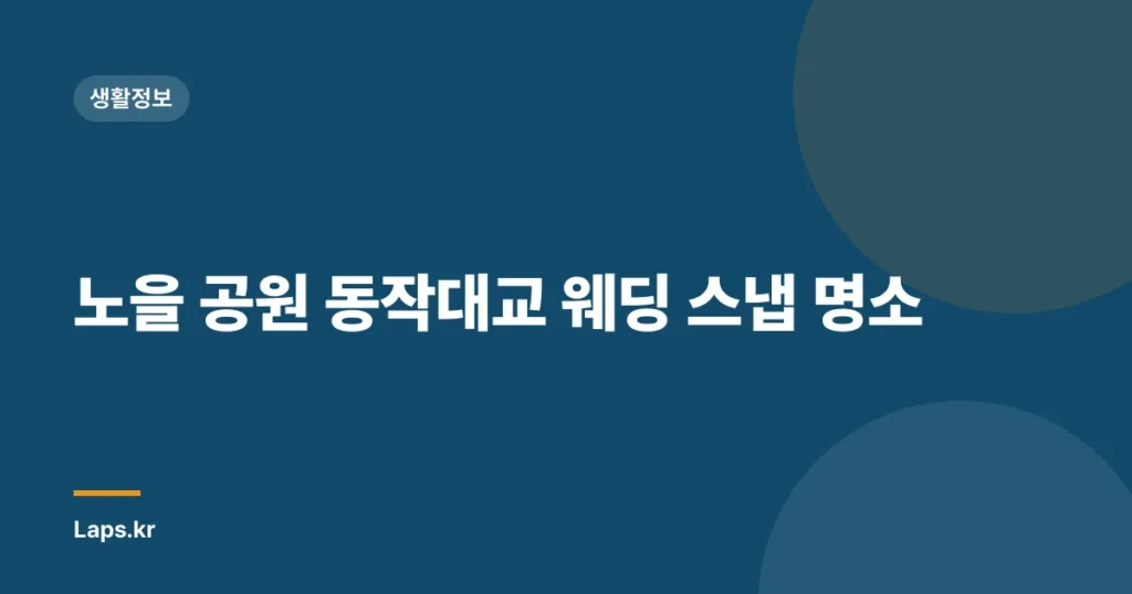 노을 공원 동작대교 웨딩 스냅 명소