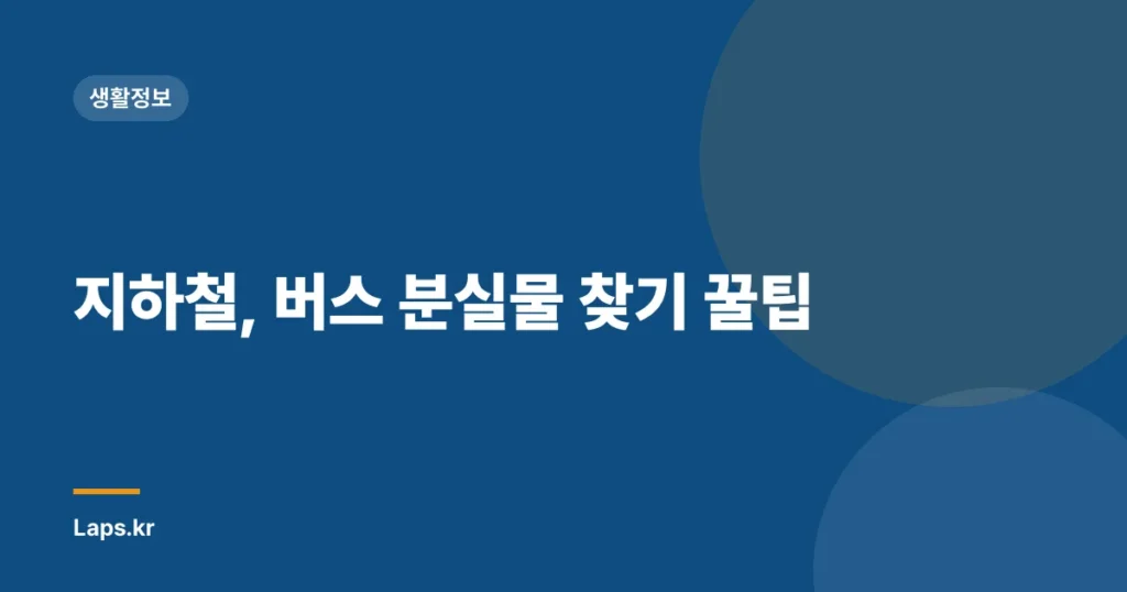 지하철, 버스 분실물 찾기 꿀팁