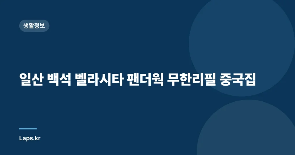 일산 백석 벨라시타 팬더웍 무한리필 중국집