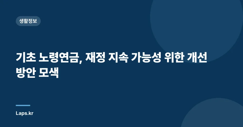 기초 노령연금, 재정 지속 가능성 위한 개선 방안 모색