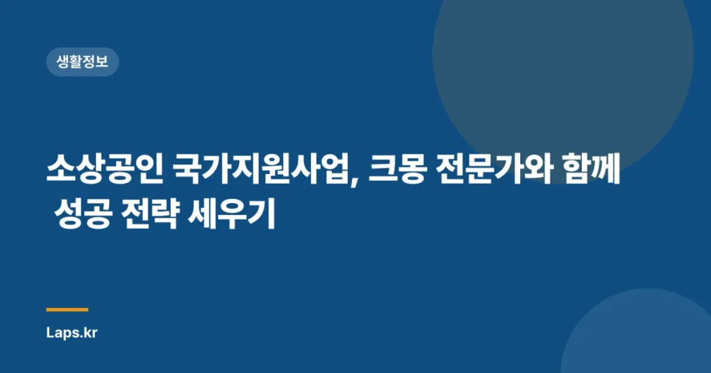 소상공인 국가지원사업, 크몽 전문가와 함께 성공 전략 세우기
