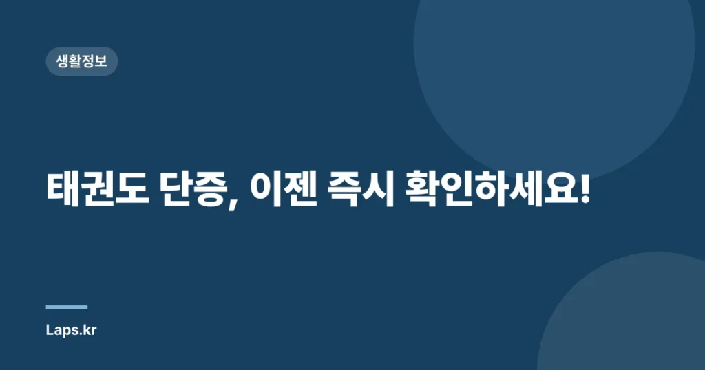 태권도 단증, 이젠 즉시 확인하세요!