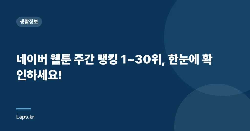 네이버 웹툰 주간 랭킹 1~30위, 한눈에 확인하세요!