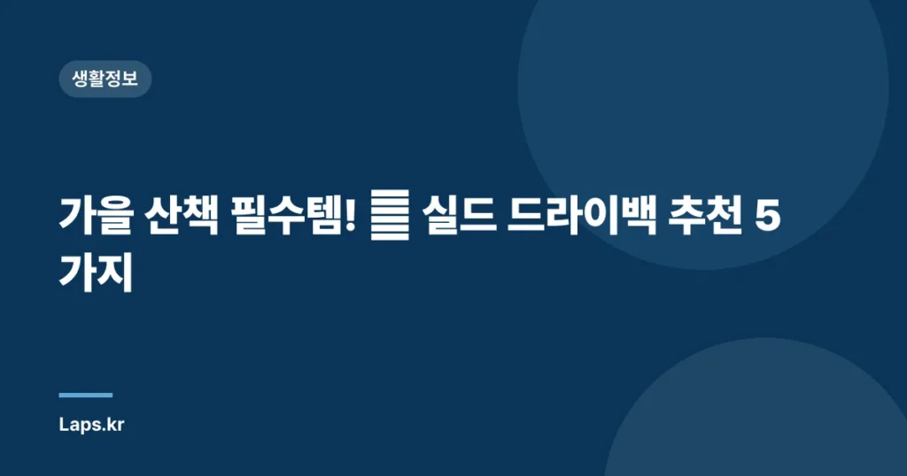 가을 산책 필수템! 🍂 실드 드라이백 추천 5가지