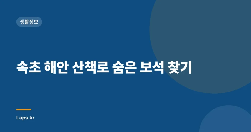 속초 해안 산책로 숨은 보석 찾기
