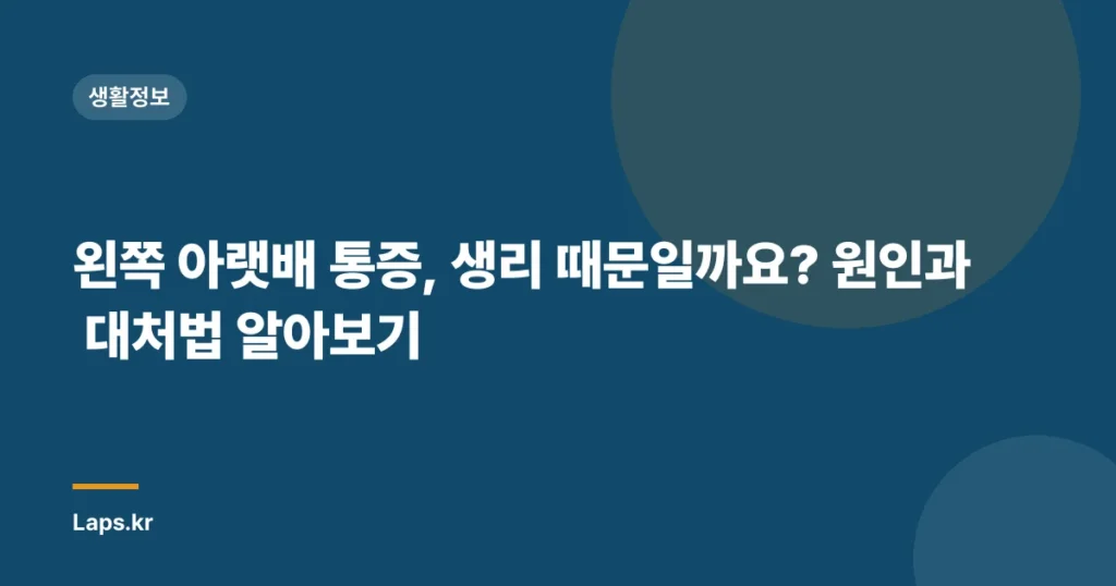 왼쪽 아랫배 통증, 생리 때문일까요? 원인과 대처법 알아보기