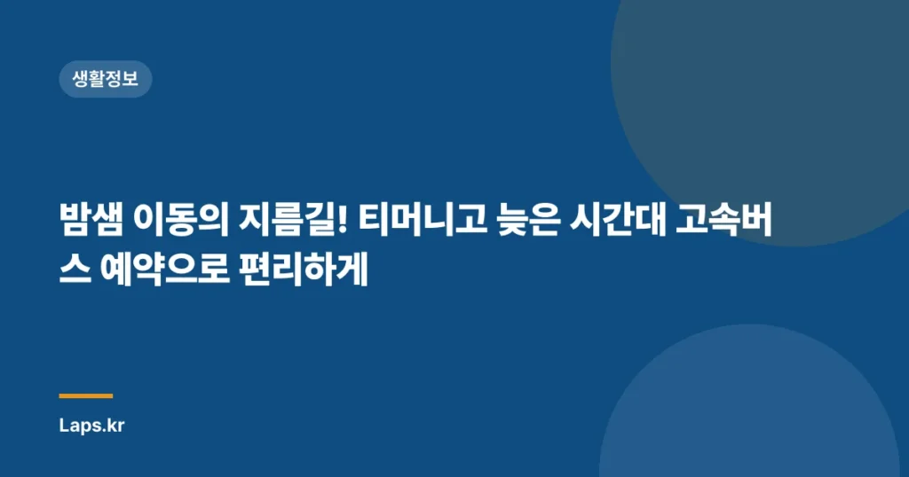 밤샘 이동의 지름길! 티머니고 늦은 시간대 고속버스 예약으로 편리하게