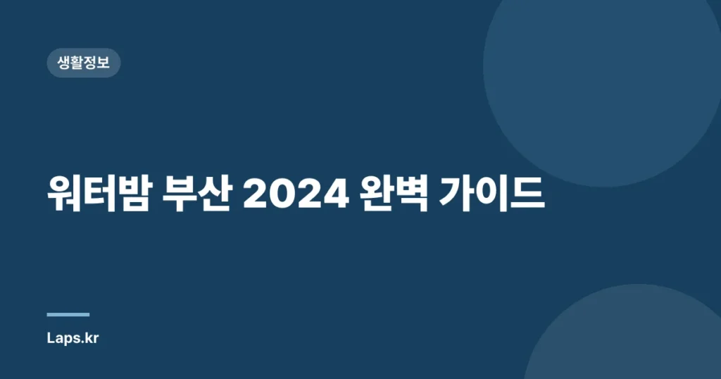 워터밤 부산 2024 완벽 가이드