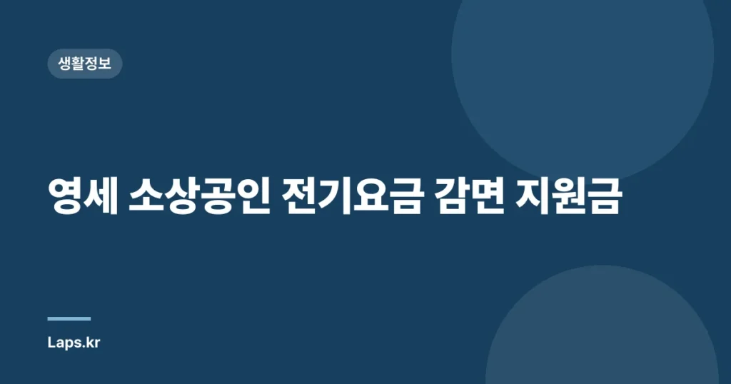 영세 소상공인 전기요금 감면 지원금