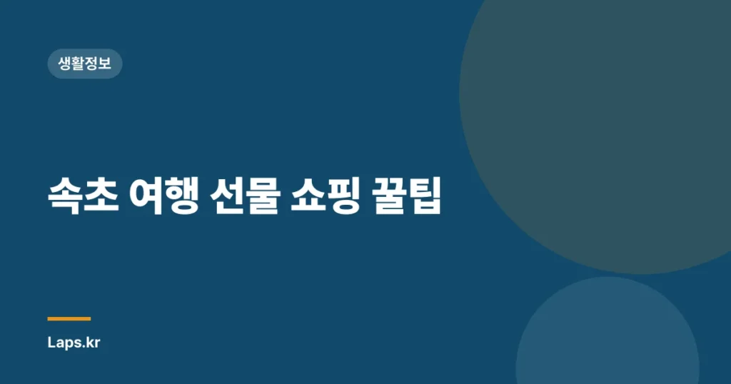 속초 여행 선물 쇼핑 꿀팁