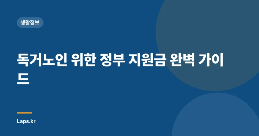 독거노인 위한 정부 지원금 완벽 가이드