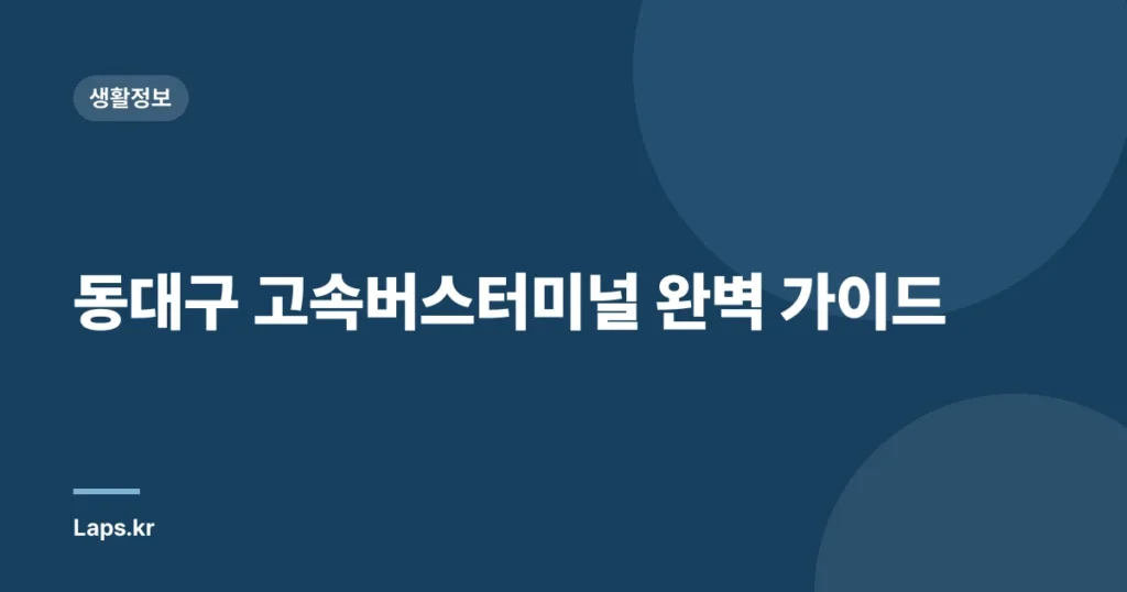동대구 고속버스터미널 완벽 가이드