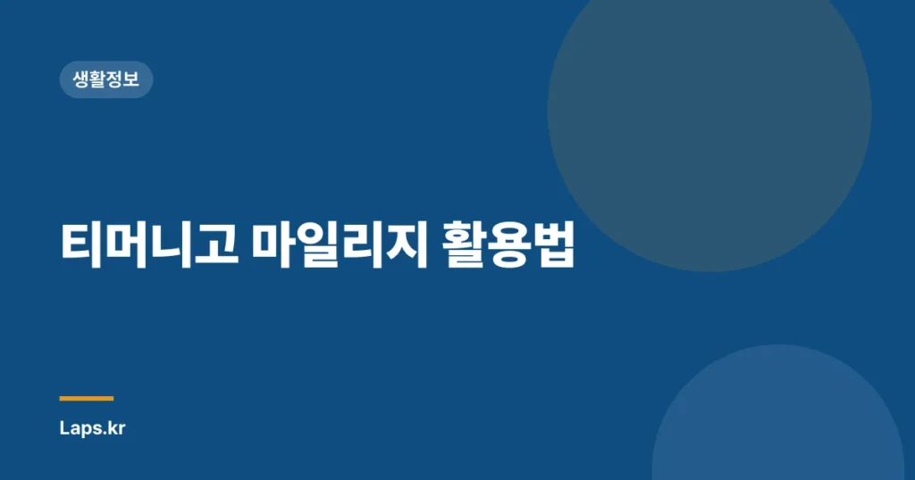 티머니고 마일리지 활용법