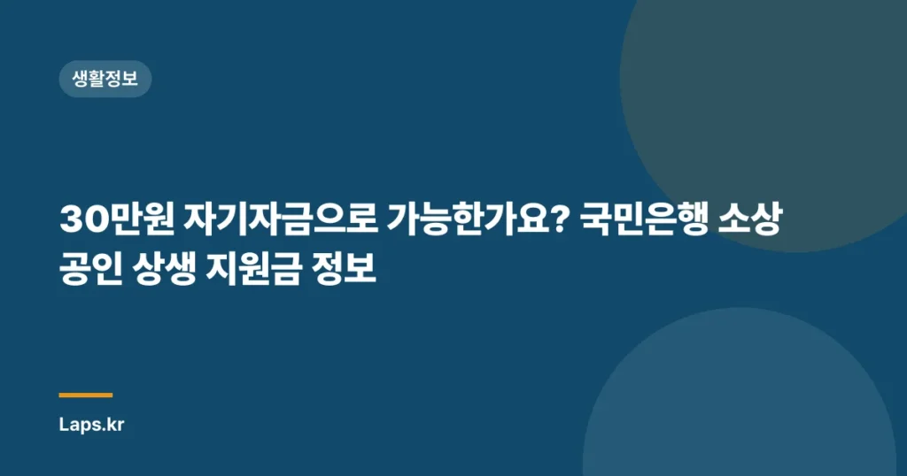 30만원 자기자금으로 가능한가요? 국민은행 소상공인 상생 지원금 정보