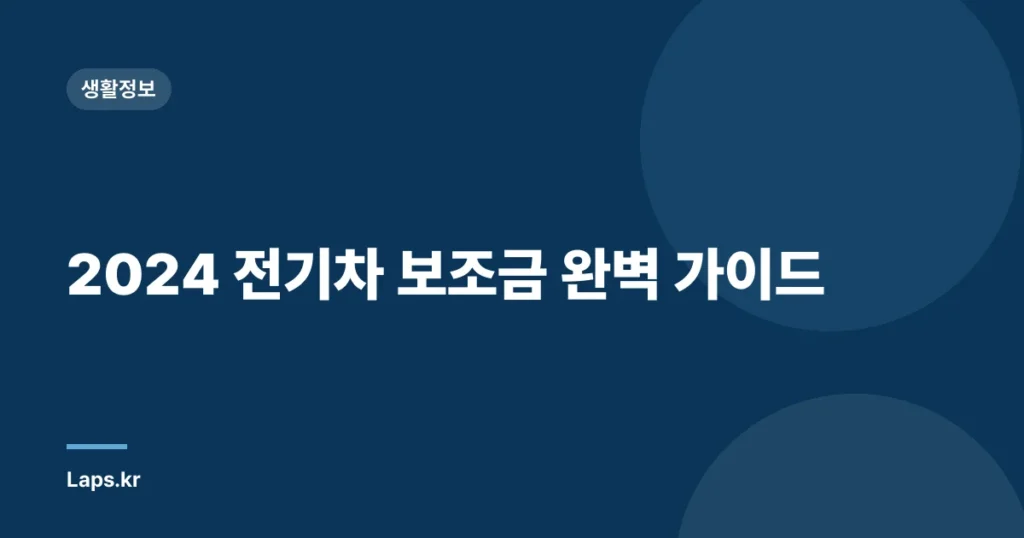 2024 전기차 보조금 완벽 가이드