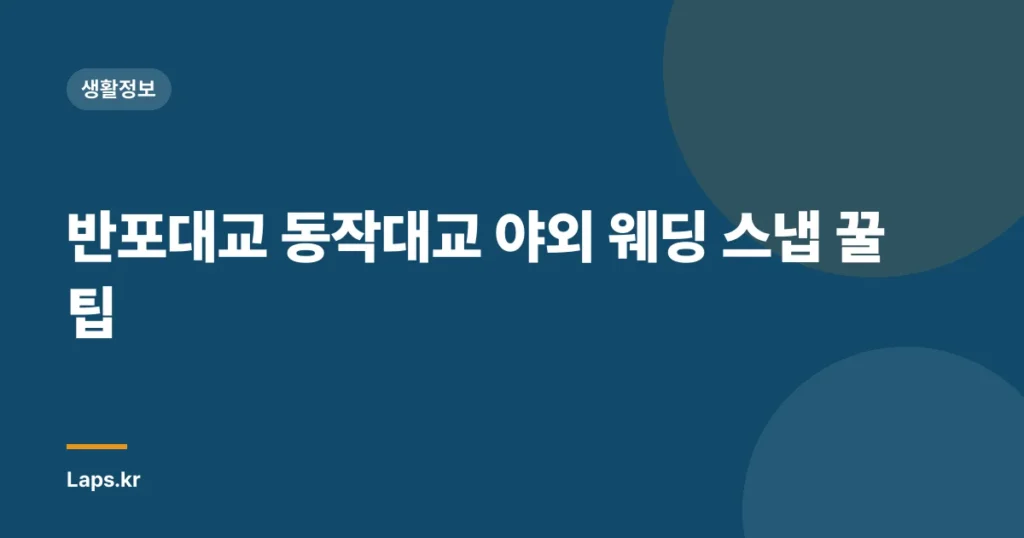 반포대교 동작대교 야외 웨딩 스냅 꿀팁
