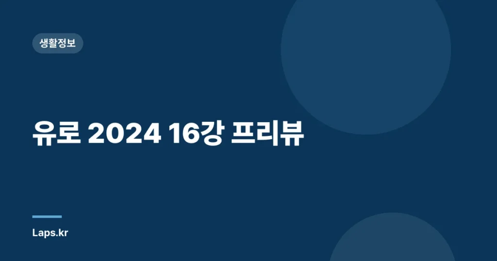 유로 2024 16강 프리뷰