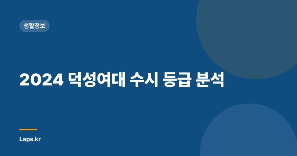 2024 덕성여대 수시 등급 분석