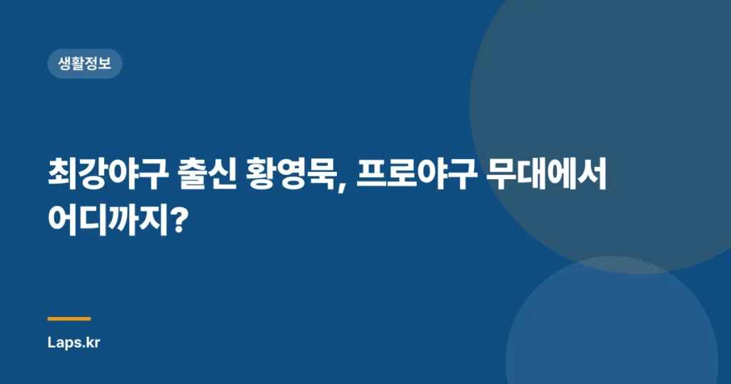 최강야구 출신 황영묵, 프로야구 무대에서 어디까지?