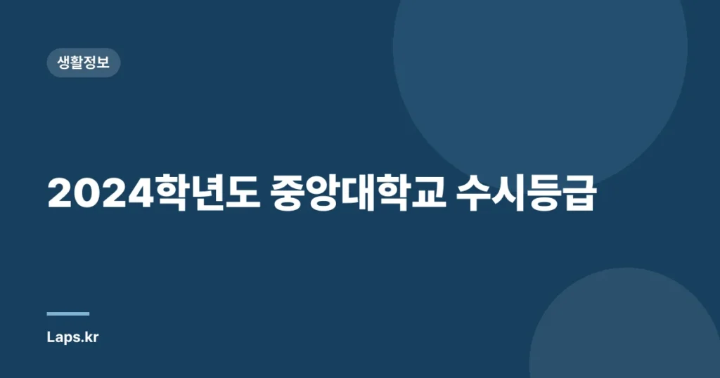 2024학년도 중앙대학교 수시등급