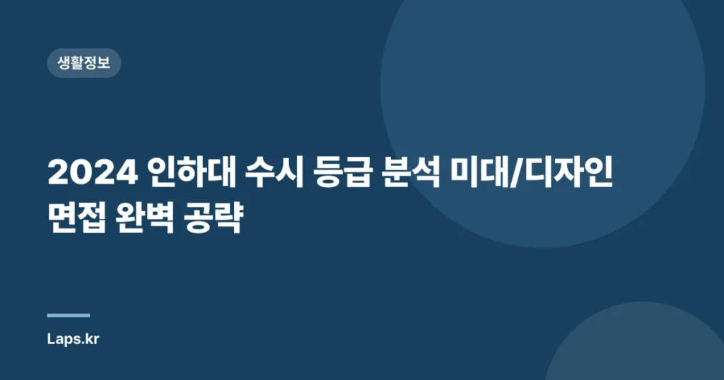 2024 인하대 수시 등급 분석 미대/디자인 면접 완벽 공략