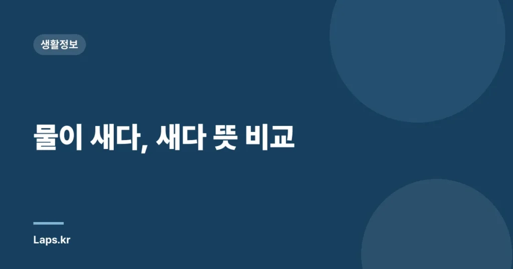 물이 새다, 새다 뜻 비교