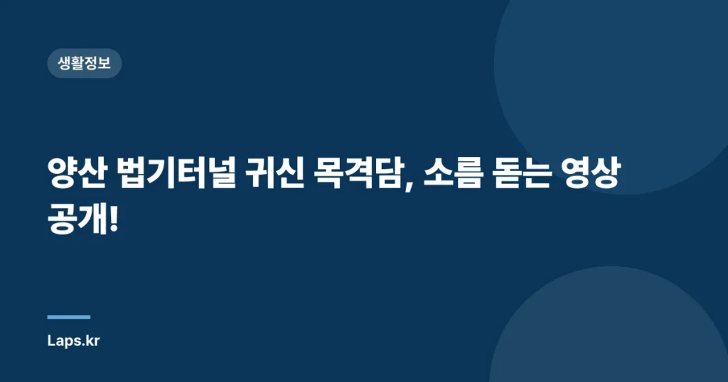 양산 법기터널 귀신 목격담, 소름 돋는 영상 공개!