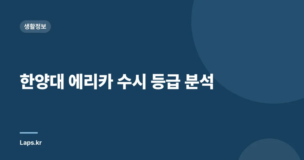 한양대 에리카 수시 등급 분석
