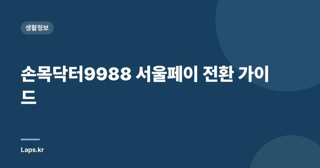 손목닥터9988 서울페이 전환 가이드