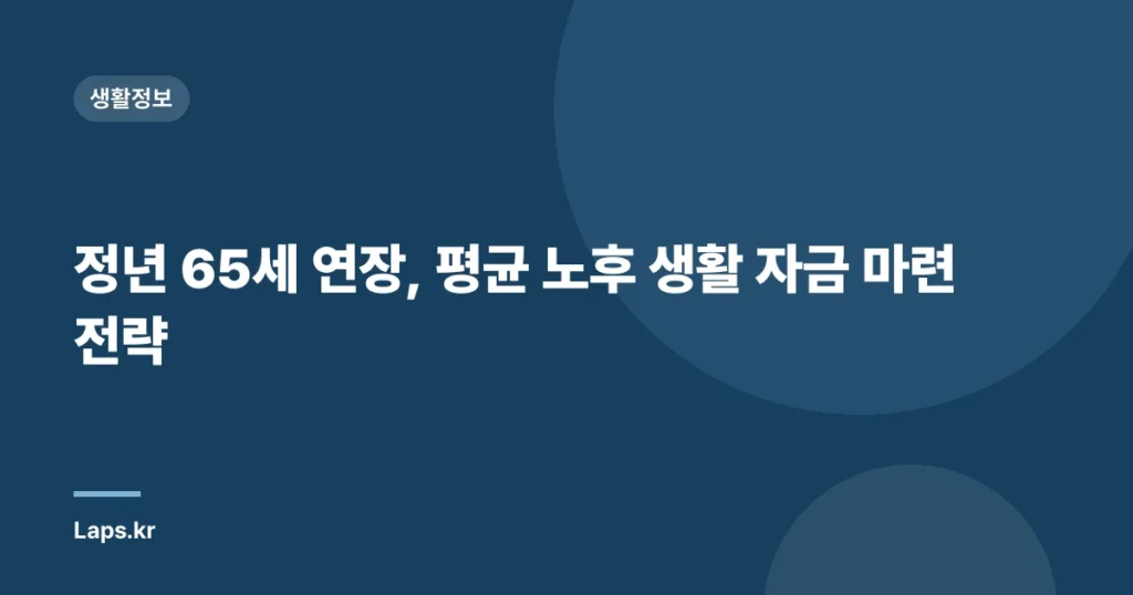 정년 65세 연장, 평균 노후 생활 자금 마련 전략