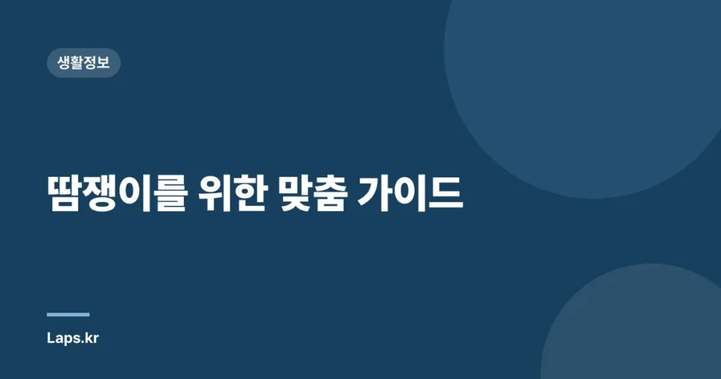 땀쟁이를 위한 맞춤 가이드