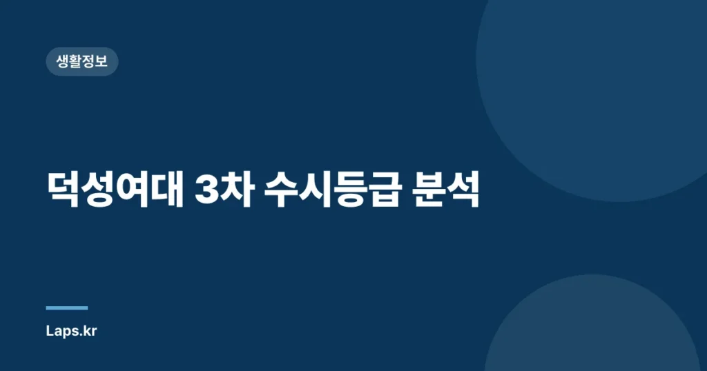 덕성여대 3차 수시등급 분석