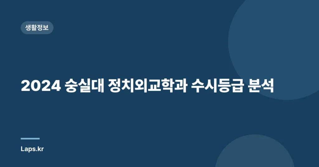2024 숭실대 정치외교학과 수시등급 분석